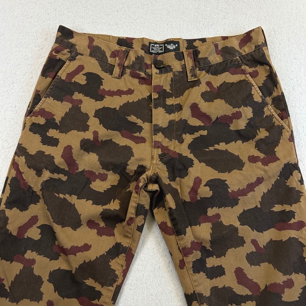 Nike x Poler Outdoor Co Chino Pants Men 32 Brown Camo Stretch Hiking Streetwear - Picture 3 of 13